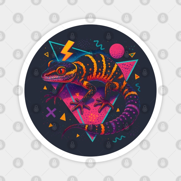 Retro Neon Chinese Cave Gecko Magnet by Reptiq's Store